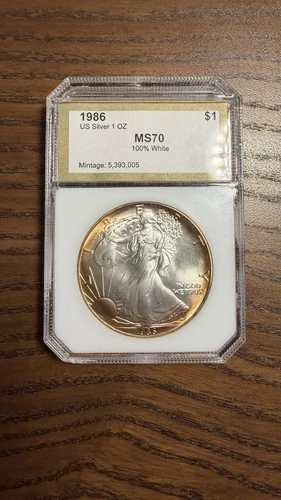 1oz 1986 Toned American Silver Eagle MS70 1986