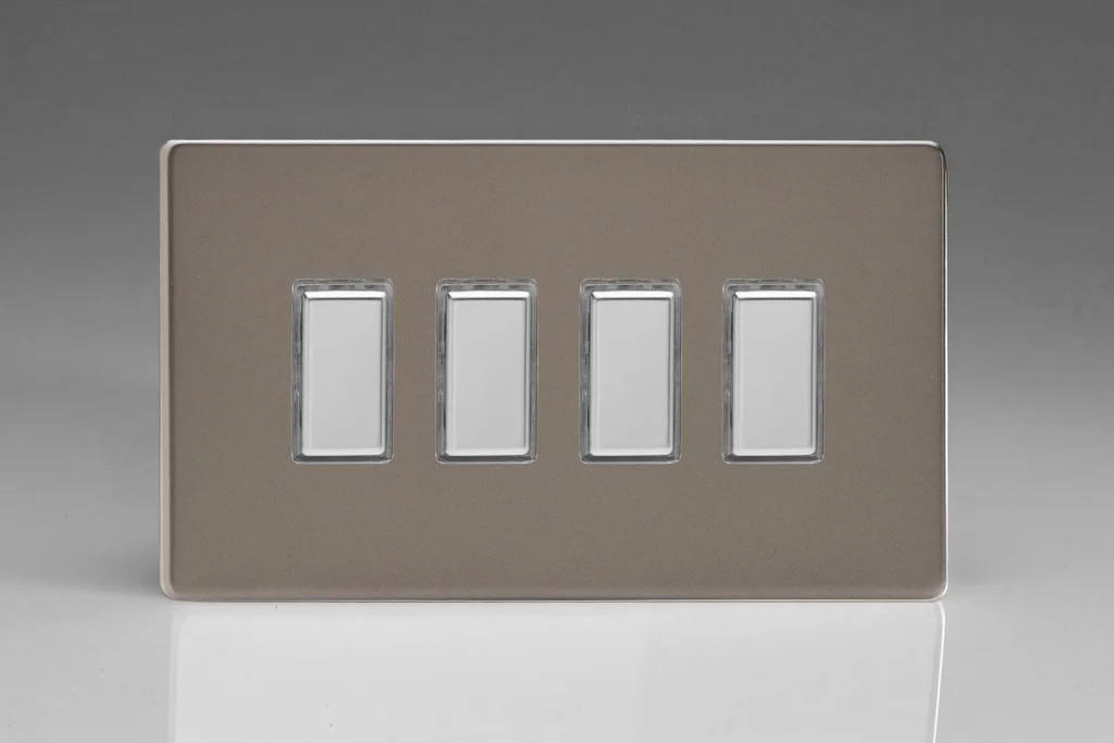 Dimmer Silver V-Pro Multi-Point Supplementary Control Screwless Pewter 4-Gang