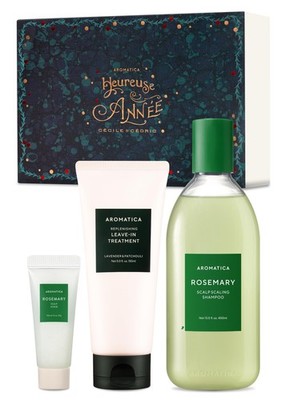 AROMATICA Rosemary Hair Care Gift Set - Shampoo for Hair Growth & Heat Protectio