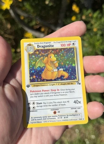 Pokémon Fossil Dragonite Holo Rare 1st Edition 4/62 100 HP English 1999
