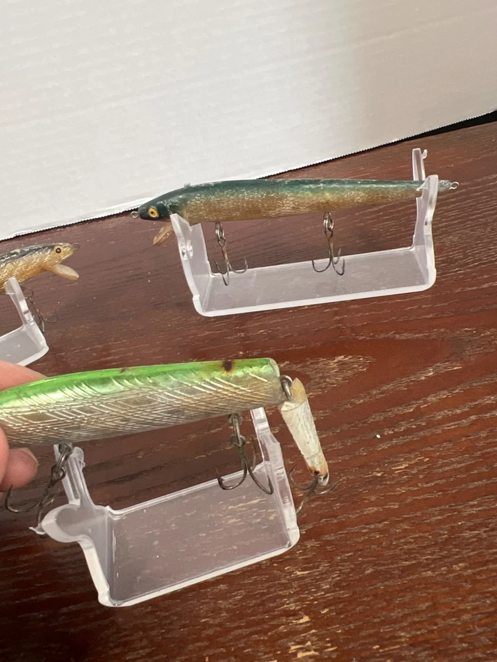 Vintage Floating Minnow Fishing Lures Set Of 3 With Treble Hooks Bundle - Image 3 of 4