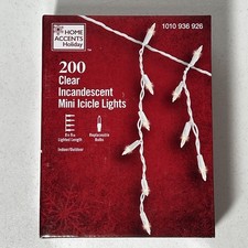 Home Accents Mini Icicle Lights Holiday 200 Clear Incandescent 8ft 9in NEW