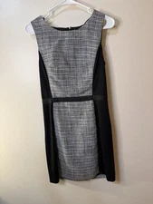 Women's Dress Size 2 ELLE Black/ Gray Tweed Sleeveless Knee Length