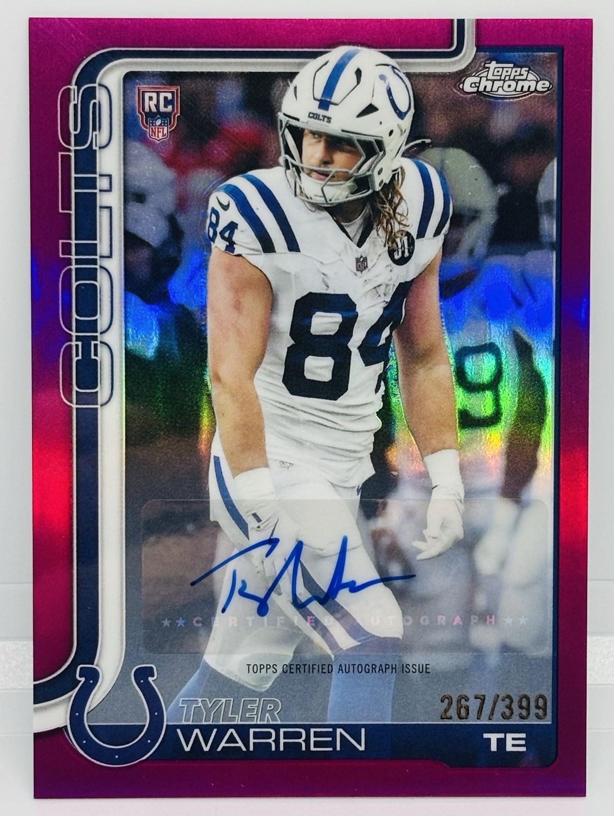 2025 Topps Chrome Tyler Warren Rookie Magenta Refractor Auto /399 RARE IND Colts