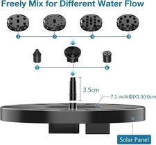 Solar Power Bird Bath Fountain Pump Upgrade 3.5W Solar Fountain with 6 Nozzles z