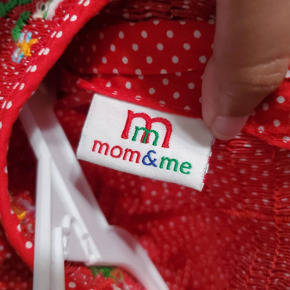 Vestido Rojo Blanco Lunares Calado Bishop Niñas Navidad Elfo Bordado 2T Foto 4 de 4