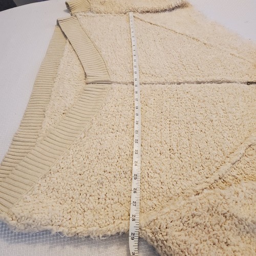 Free People Sz Small Oversized Chunky Knit Full Zip Hoodie Cream Balloon Sleeves - Picture 5 of 10