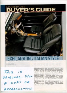 1964 thru 1974 Alpha Romeo Giulia GT Magazine Article (FREE SHIPPING)
