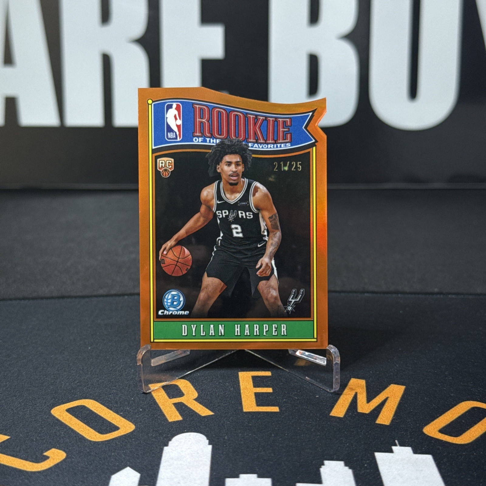 Dylan Harper 2025-26 Bowman Rookie Of The Year Favorites True Orange /25 Spurs!