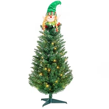 3ft Pre-Lit Hinged Artificial Xmas Christmas Tree Santa Claus w/ LED Lights