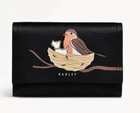 NWT $98 Radley London Medium Wallet Black Leather Scottie Dog & Robin