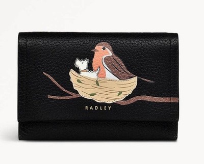 NWT $98 Radley London Medium Wallet Black Leather Scottie Dog