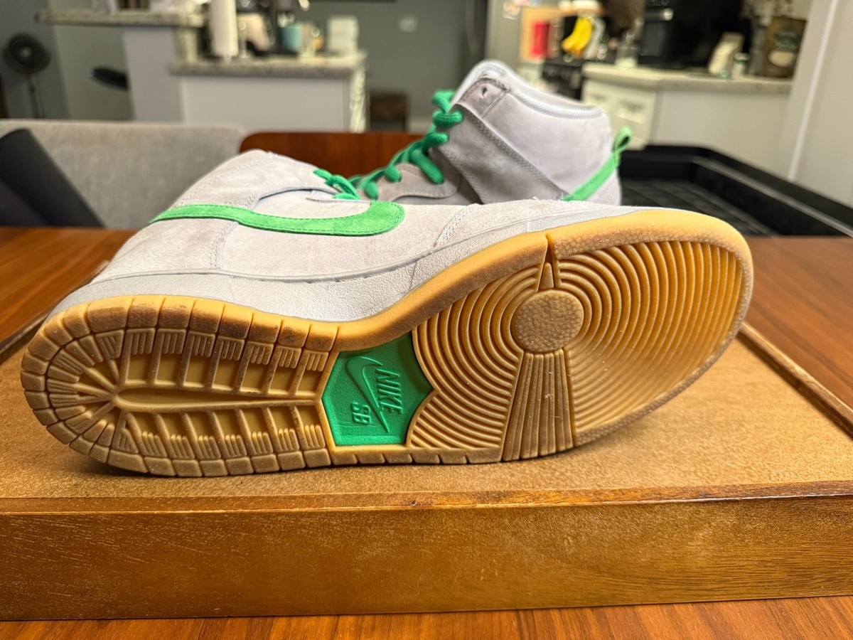 Nike SB Dunk High Metallic Silver/Hyper Verde-Gum Yellow - Size 11 