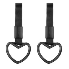 2 Pcs Heart-Shaped Car Handle Strap Rear Bumper Warning Ring Black