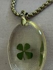 4/four Leaf Clover In Resin-18K GP Silver Tone Chain — photo 5
