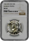 1966 SMS DDO 50c Kennedy Half Dollar Doubled Profile NGC MS 66