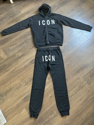 DSQUARED2 Men's Black Icon Tracksuit, Hoodie Size S Joggers Size XS  UK