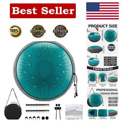 Steel Tongue Drum 13 Inch 15 Notes Rain Drum for outside D Key with Lotus Design