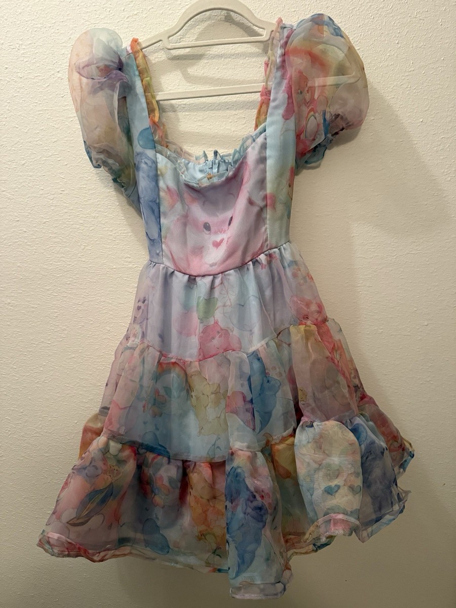 rainbow mesh mini dress Dolls Kill Care Bears Ride the Rainbow Mesh Mini Dress Size S