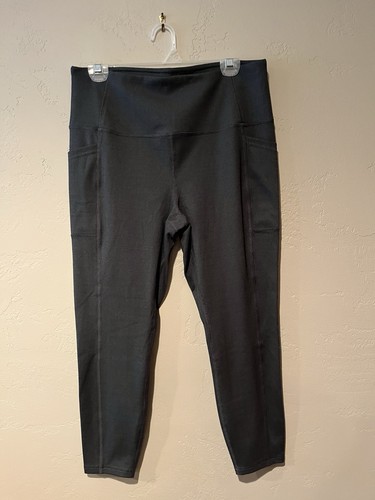 Harmony Balance Yoga Pants Leggings Women’s Deep Gray Ribbed Elastic Waist XL