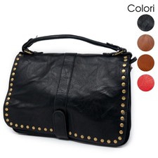 Borsa postina tracolla donna borchie borchiata ragazza cartella lavoro ufficio