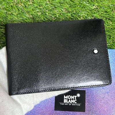 Montblanc Geldbörse Portemonnaie Schwarz Echt Bi-Fold Leder Gebraucht Herren