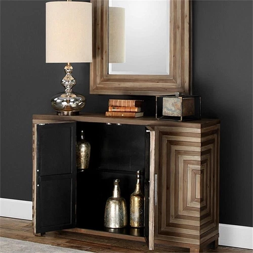 Uttermost Layton Wood and Metal Geometric Accent Console Table in Natural - Picture 8 of 9