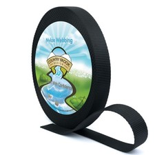 Country Brook Design 1 Inch Black Heavy Duty Nylon Webbing, 10 Yards