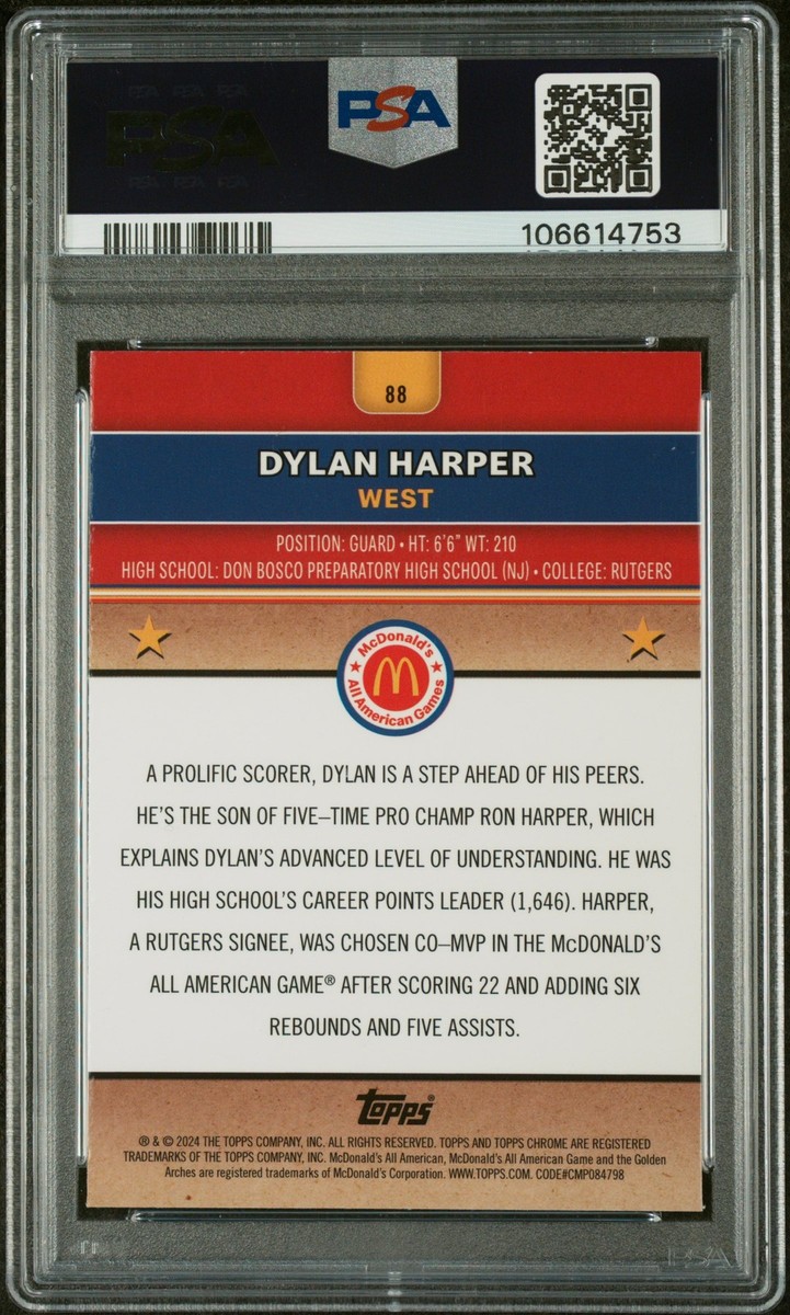 2024 Topps Chrome Mcdonald's All American - Dylan Harper #88 Red