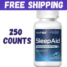 Sleep Aid, Diphenhydramine HCl 50mg, 250 Softgels, Supports Deeper Restful Sleep