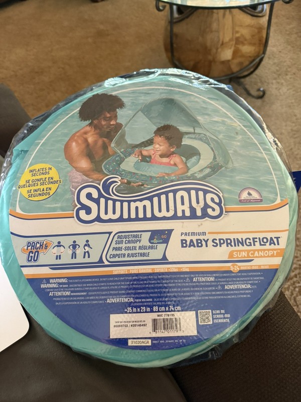 Swimways Premium Baby Springfloat with Adjustable Sun Canopy Blue 9-24 Mos *NEW*