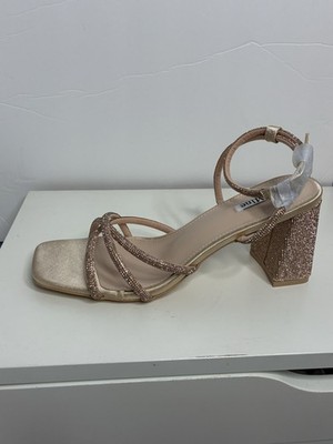 Brand New still in box elegant strappy heeled shoes, pink/champagne hue,  sz 7.5