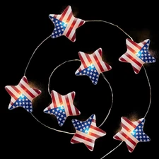 Blctec 4Th of July Decorations 6.23Ft Patriotic String Lights with 20 LED Big Re