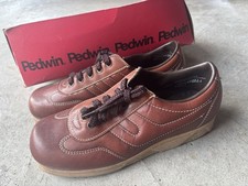 Men's NOS 70s Brown Leather Pedwin Nature Sole Shoes Sz 7.5 EE Disco 1970s VTG
