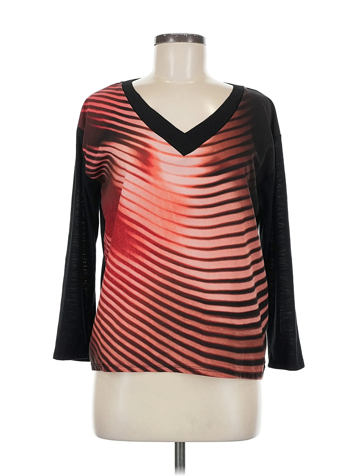 Calvin Klein Women Black 3/4 Sleeve Top M