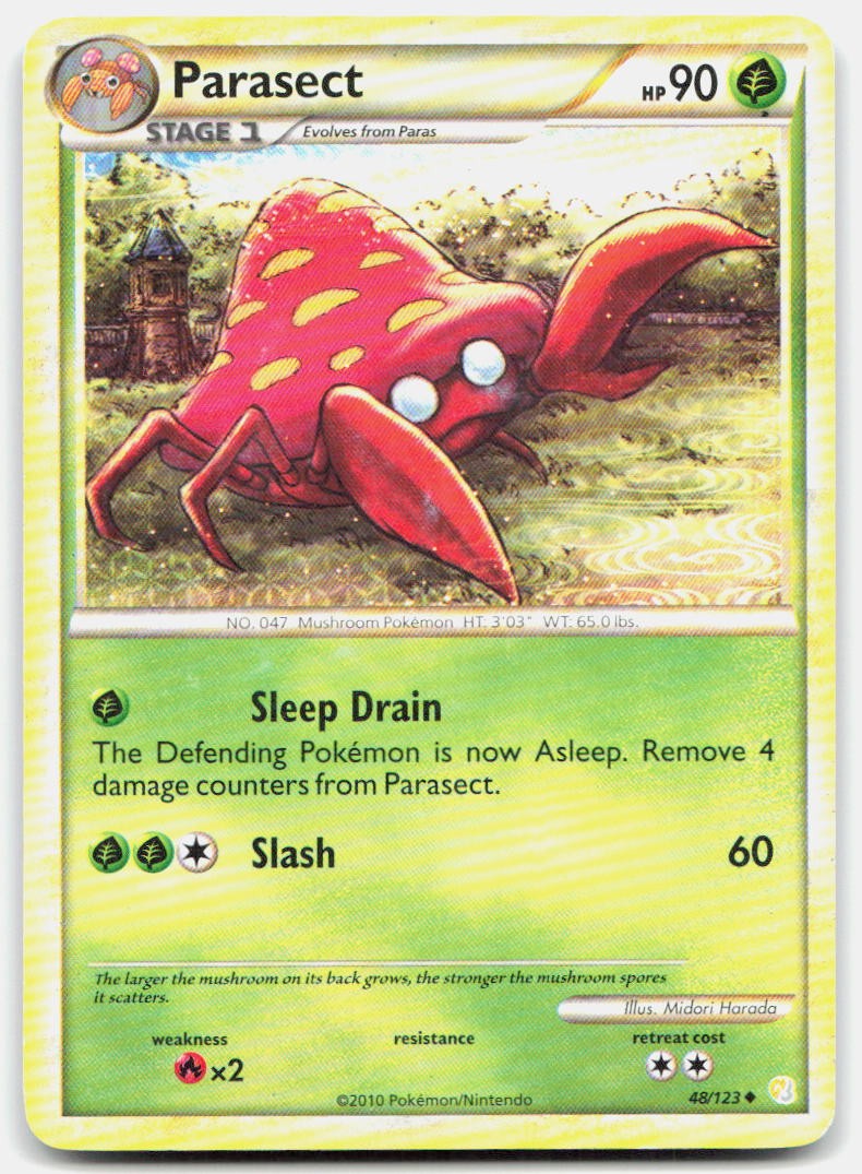 Parasect 48/123 Uncommon HeartGold & SoulSilver Pokemon Moderately Played