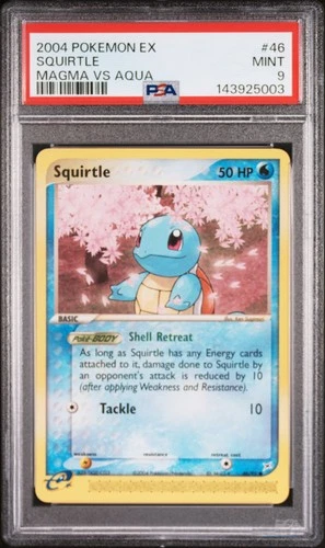 2004 POKEMON EX TEAM MAGMA VS TEAM AQUA #46 SQUIRTLE PSA 9