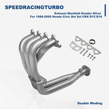 Exhaust Manifold Header Silver For 1988-2000 Honda Civic Del Sol Crx D15 D16