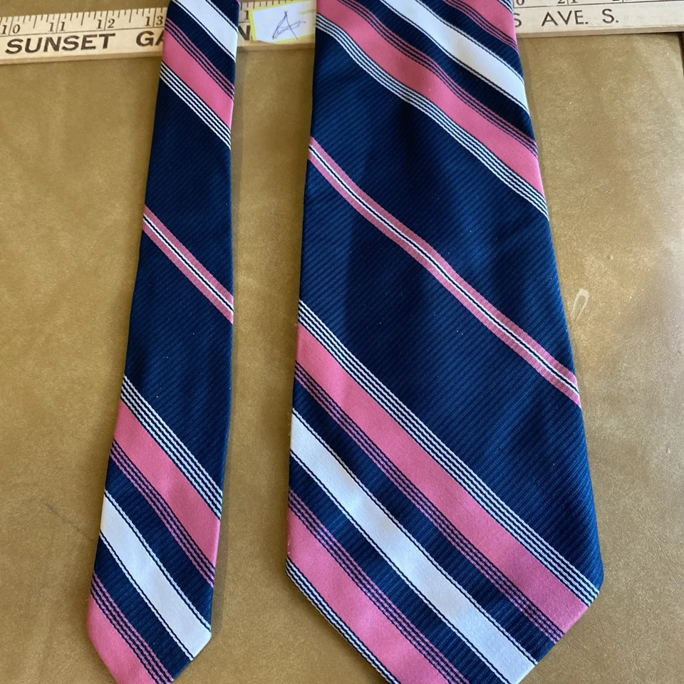 Corbata Sears Vintage Poliéster Rosa/Azul Marino Negrita Disco60’s 70’s Rockabilly Cool Foto 2 de 4