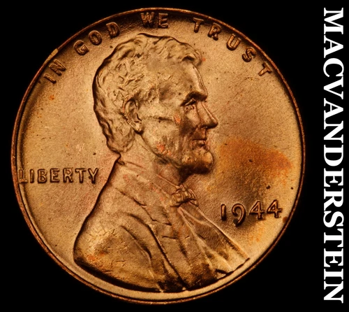 1944 Lincoln Wheat Cent- Red- Choice Gem Brilliant Uncirculated Luster #J340
