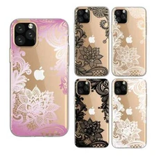 For iPhone 12 Pro Max 11 8 Plus XS XR Phone Case Covers Cute Lace Flower Mandala