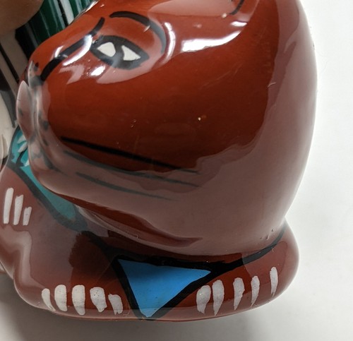 Folk Art Stretched Cat Mexico Hand Painted Beautiful colors Glossy Terracotta - Picture 11 of 18