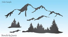 24" Stencil Snowy Smokey Mountain Range Forest Pine Trees Rustic Lodge DIY Signs
