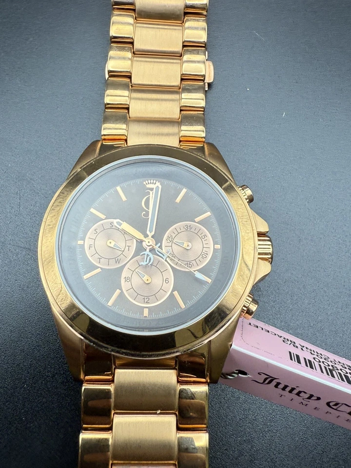 Reloj Juicy Couture Stella oro rosa SS esfera marrón $295 leer para reparar D4 Foto 3 de 4