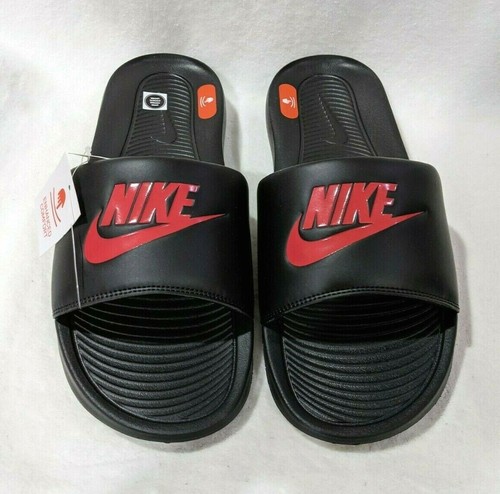 Nike Victori One Black/Red Men's Slide Shoes, Size: 11