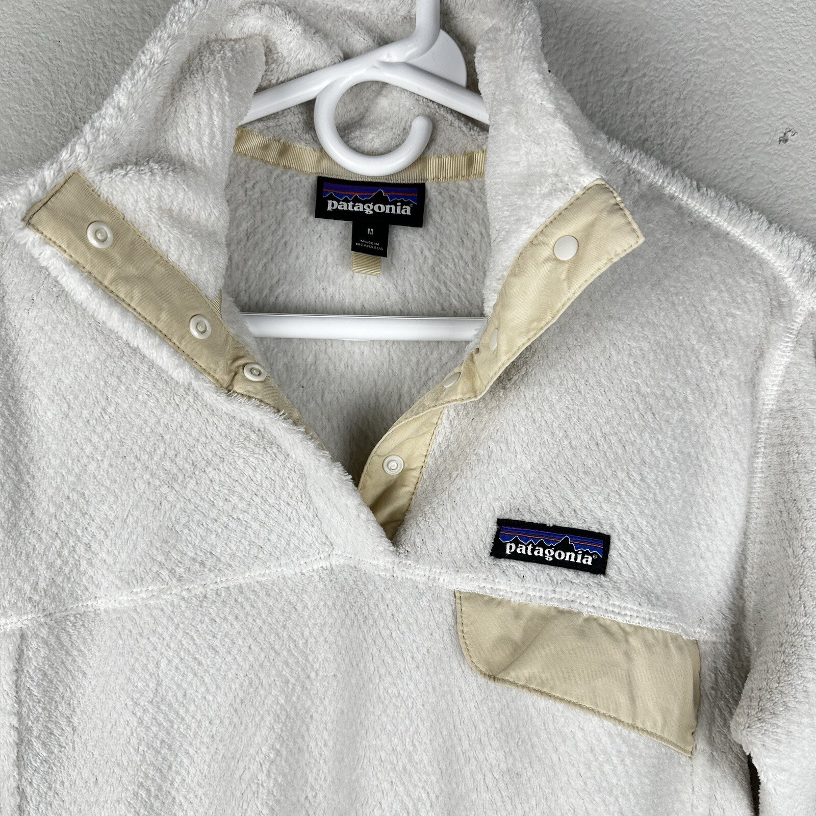 Patagonia Re-Tool Jacket Womens Medium White Fleece Snap Pullover Sweater Logo thumbnail 3