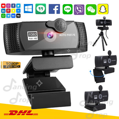 Webcam mit Mikrofon und Stativ USB HD 1080p 30fps Webkamera für PC Laptop