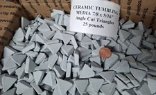 CERAMIC TUMBLING MEDIA 25 pounds of 7/8" x 5/16"  Angle Cut Triangles