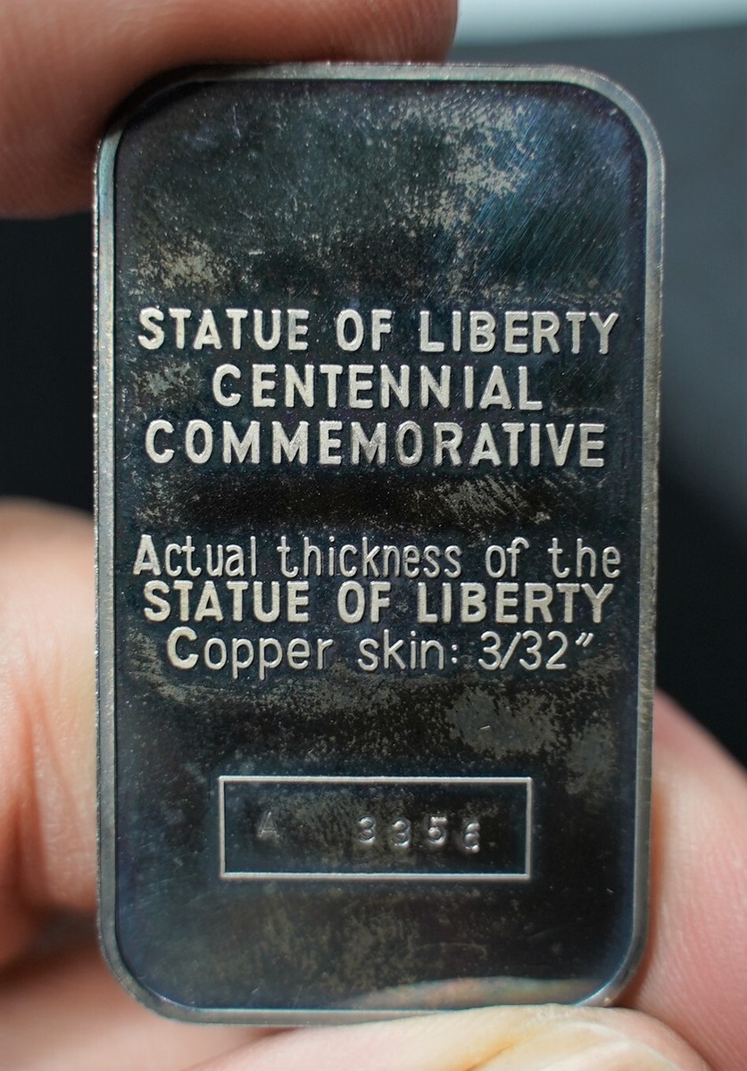 1986 Statue of Liberty Centennial Commemorative bar 999 fine