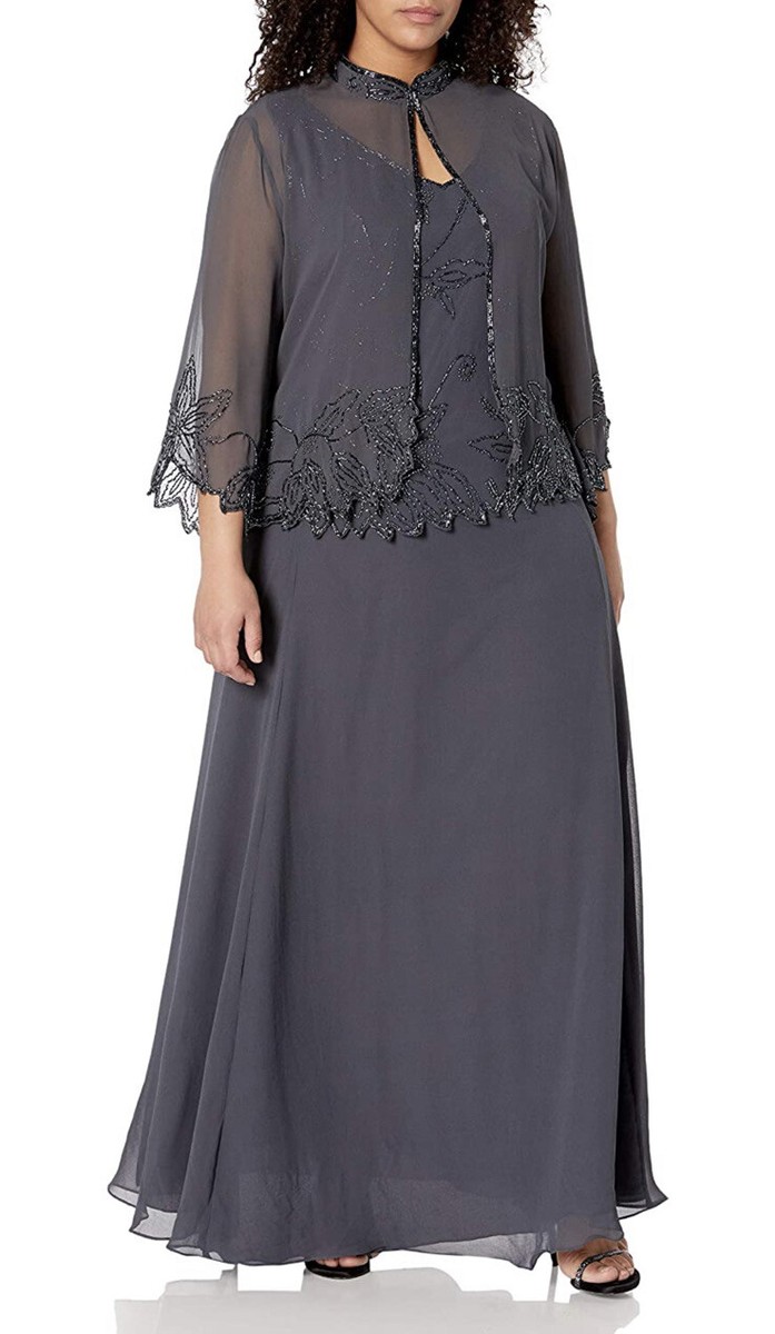 beaded jacket dress plus size Plus Size Women's Beaded Trim Jacket Dress Set by Catherines in Purple Pennant (Size 5X)